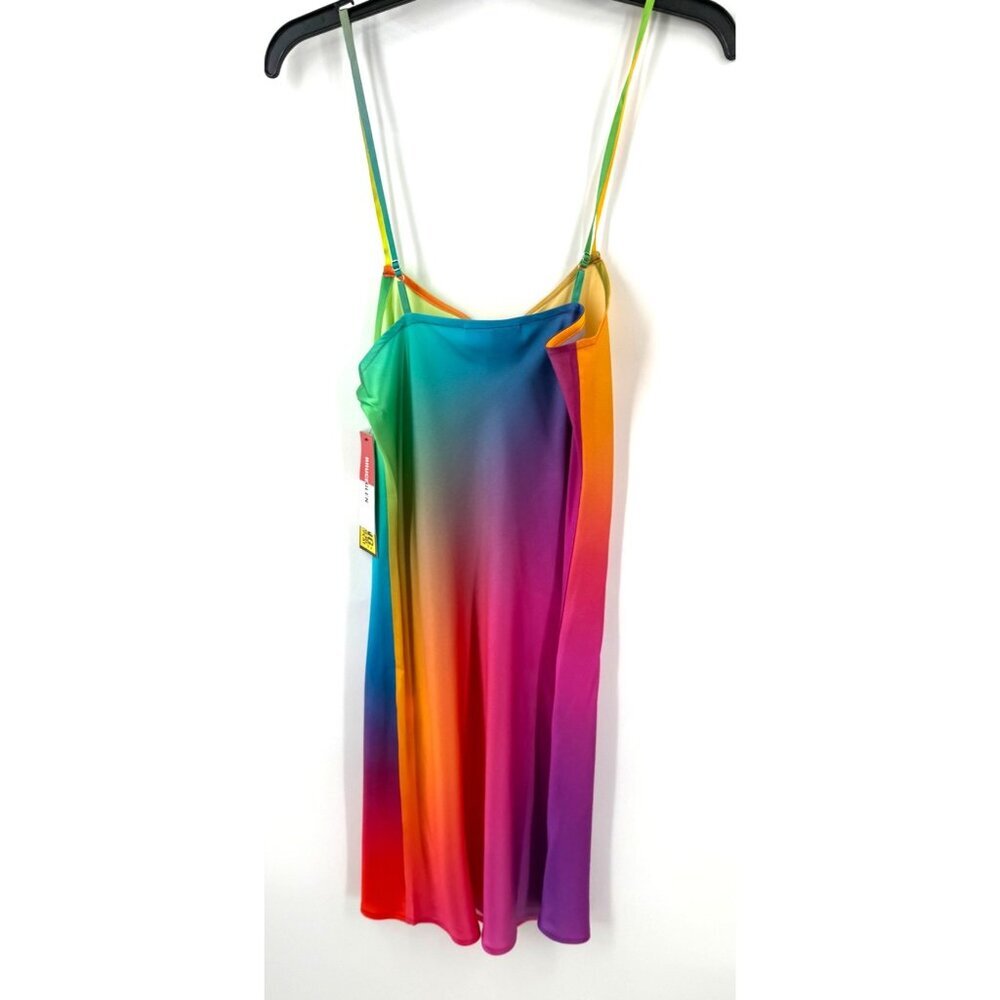 NEW Bruce Glen Rainbow Gradient Silk Slip Mini Dress Size XS Pride Adjustable - Picture 6 of 6